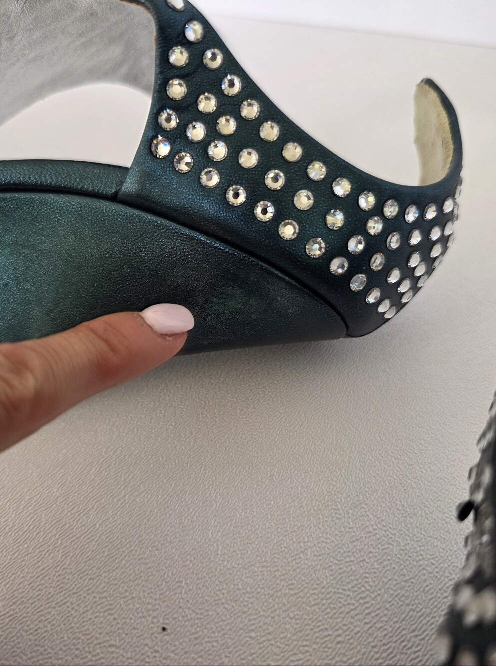 Giuseppe Zanotti Y2K Metallic Green Crystal Studded Stiletto Heels 38.5 (US 8.5) - Picture 13 of 16